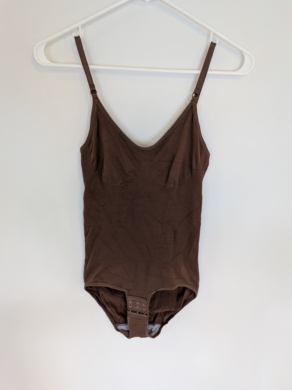 Brown Shapewear Bodysuit with Adjustable Straps Tummy Control Size M